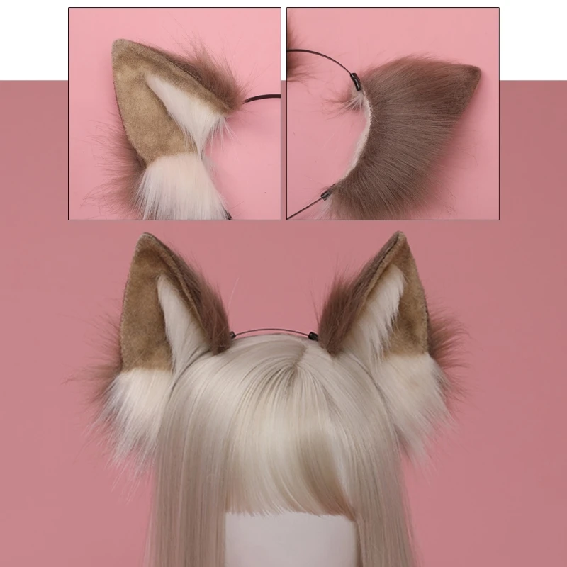 Cerchietto per capelli in peluche con orecchie cane per ragazze, accessori fatti a mano per cosplay