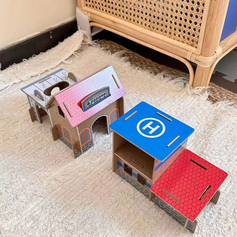 Juguetes para niños, regalo, 88 Uds., juguetes de madera Montessori para niños, vagones, juego de bloques de construcción, accesorios Diorama, juegos de mesa constructores