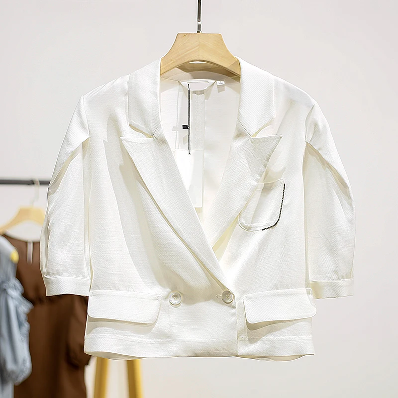 

Casual Short Sleeve Suit Jacket Women's Summer New Style Leeser Short Coat Versatile Fashionable Polyester Fabric