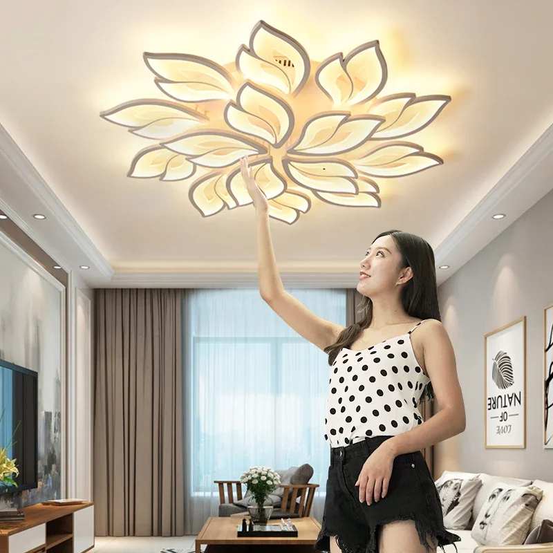أضواء السقف الحديثة LED غرفة المعيشة غرفة نوم غرف الطعام ورقة تصميم مصابيح السقف ديكور المنزل تركيبات الإضاءة الداخلية