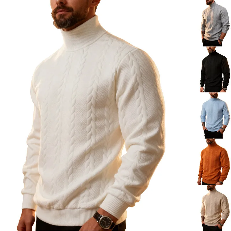 

Winter High Ne Thi Warm Sweater for Men New Color Knitted Casual Loose Fit Polyester Blend Fiber High Quali Menswear