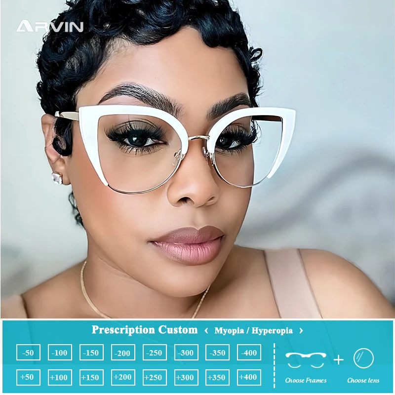 

Металлические очки для близорукости «кошачий глаз», женские модные очки в большой оправе с защитой от синего света, оптические очки высокой четкости для чтения от 0 до +4,0