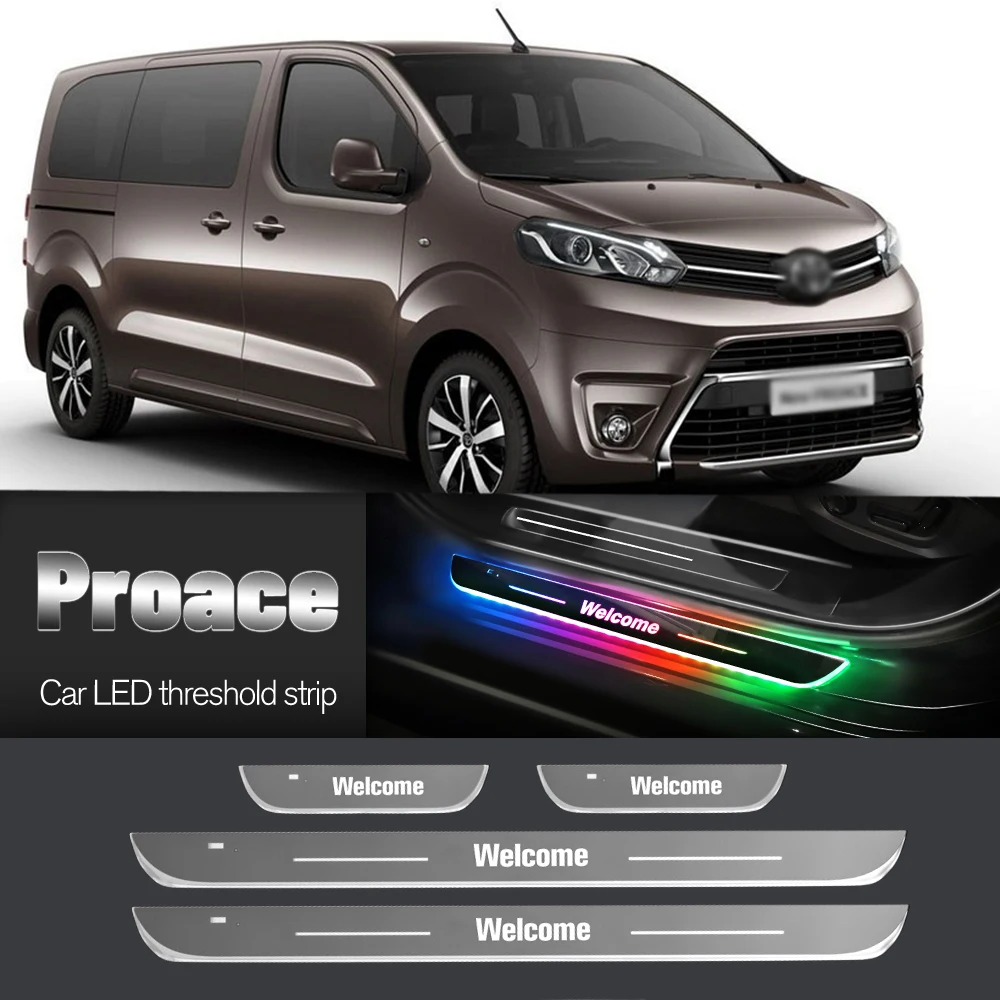 Car Door Sill Light For Toyota Proace 2013-2023 2014 2016 2018 2022 Customized Logo LED Welcome Threshold Pedal Lamp Accessories