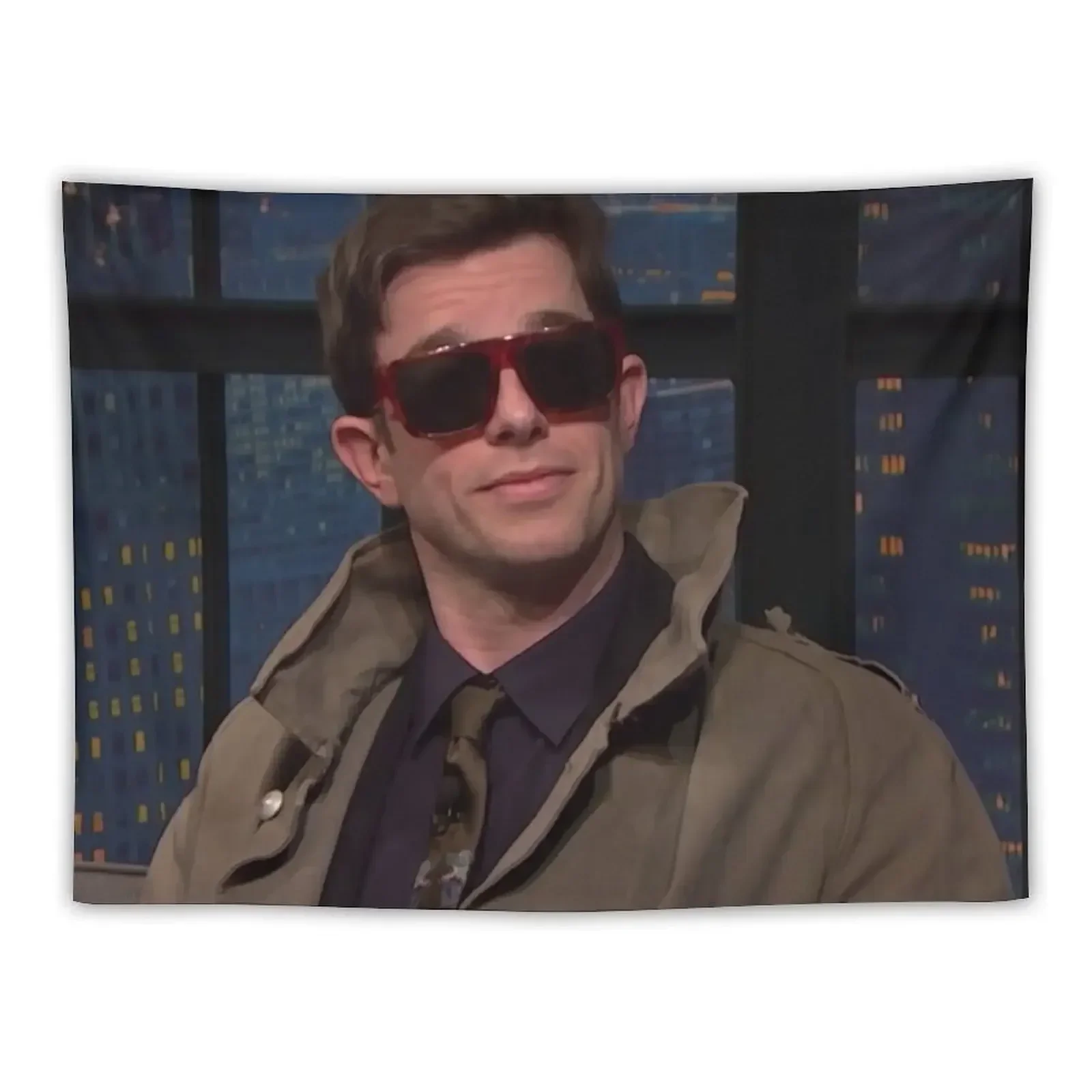 John Mulaney in coat on seth myers Tapestry Room Decoration Korean Style Mushroom Tapestry