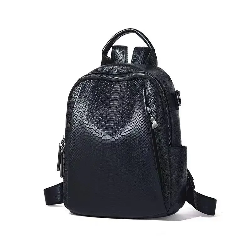 2027 New Fashion Alligator pattern Cow Genuine Leather Women Backpack Female Ladies Student Bag Girl Brand School Travel Bags