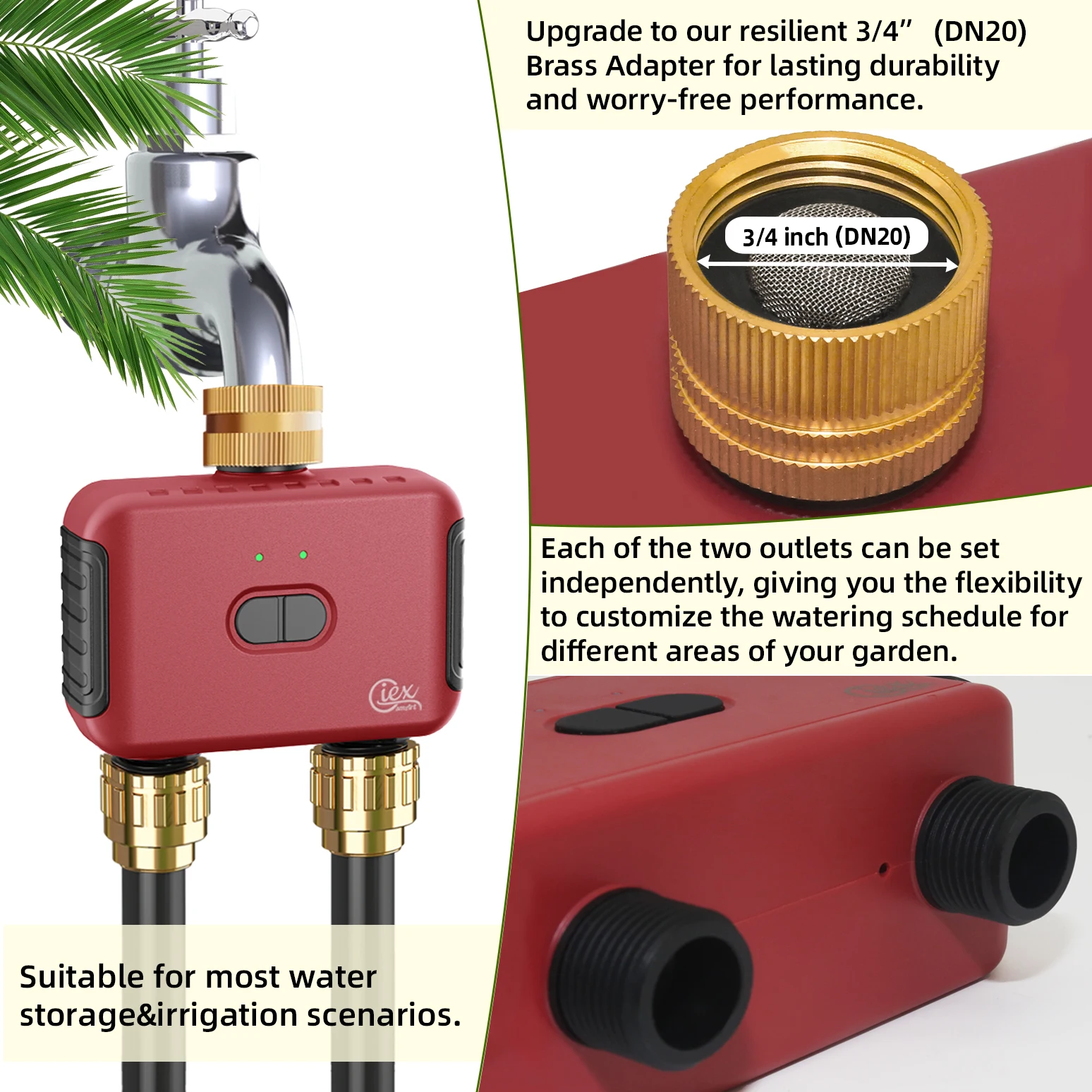 WIFI ZIGBEE Smart 2 Zone Watering Timer Garden Automatic Irrigation System Drip Sprinkler Controller Valve Smart Life Tuya