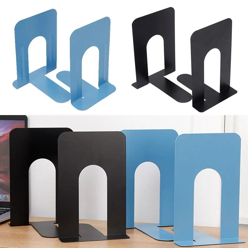 1/2PCS Durable Metal Bookends L-Shaped Non-slip Book Stoppers Supports Thickened Book Holders Office