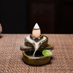 Retro Waterfall Incense Base Backflow Mini Buddha Censer Backflow Incense Bases Holder Home Office Teahouse Decor Ornaments