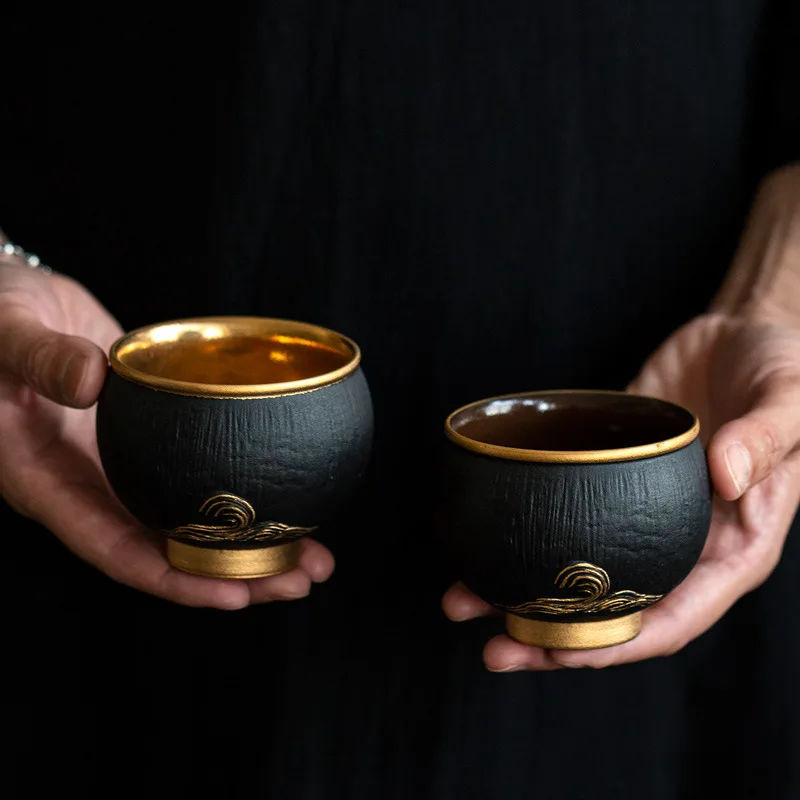 

Coarse pottery ceramic master cup, high-end Chinese retro tea drinking cup gift box, a must for gifts at the company's annual