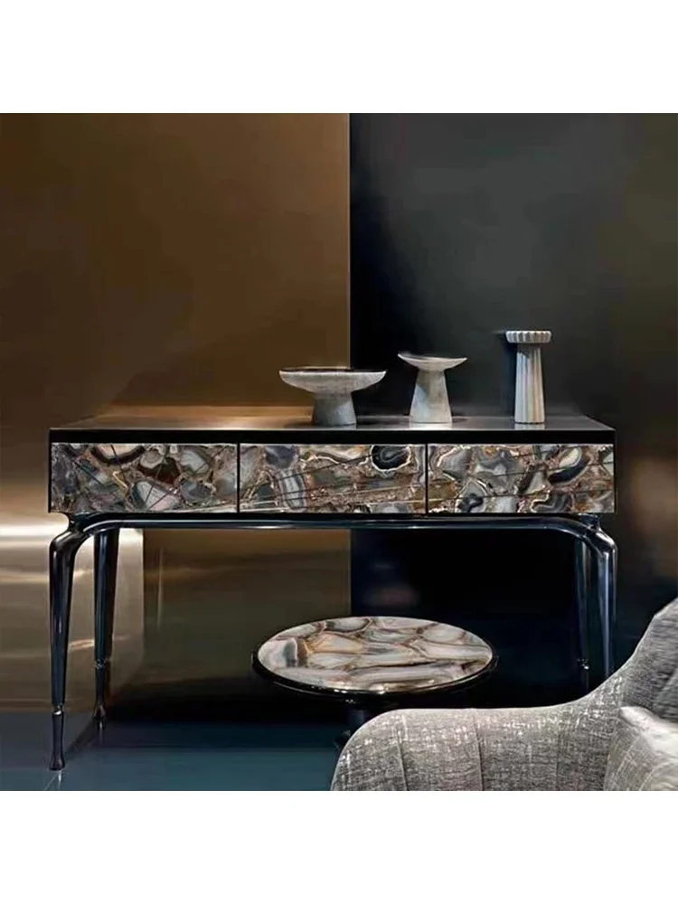 Light Luxury Hall Entrance Italian Simple Agate Viewing Platform Sideboard