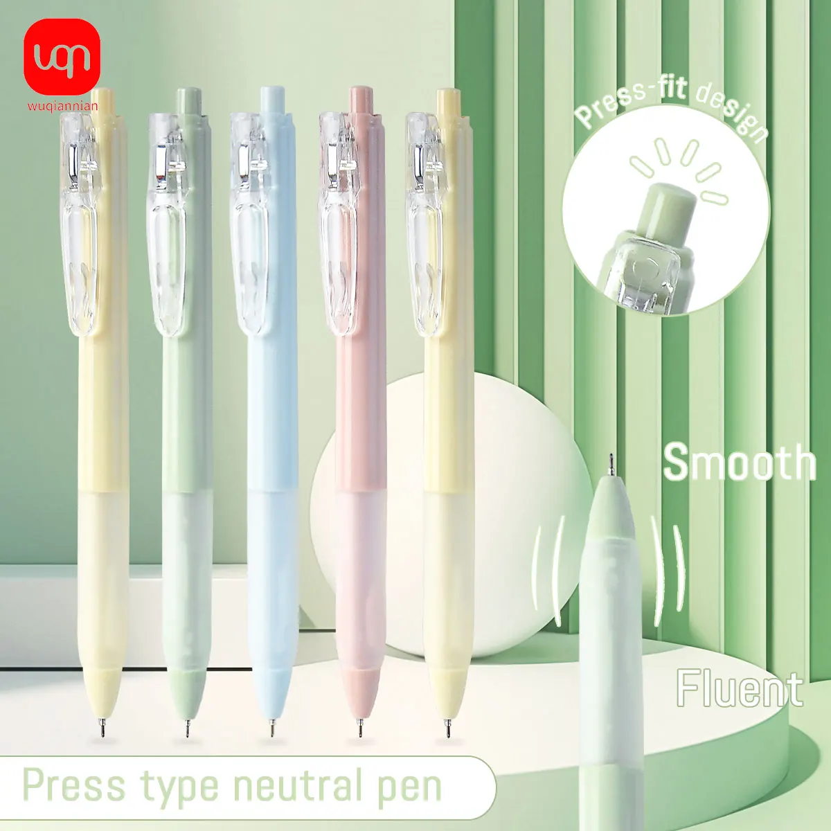 Macaron Retractable Gel Pens 0.35mm Fine Needle Tip Smooth Black Ink Click‑Type Neutral Pen    Pen for School Office Stationery