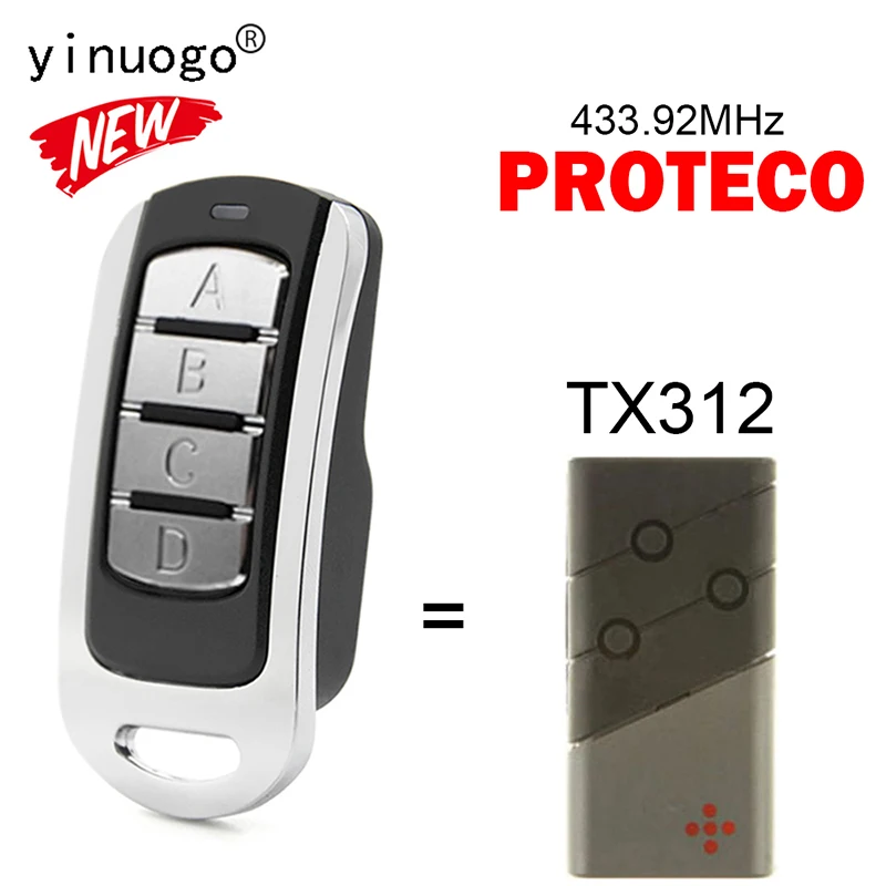 Compatible PROTECO TX312 Garage Door Remote Control 433.92MHz Fixed Code PROTECO Remote Door Opener Transmitter
