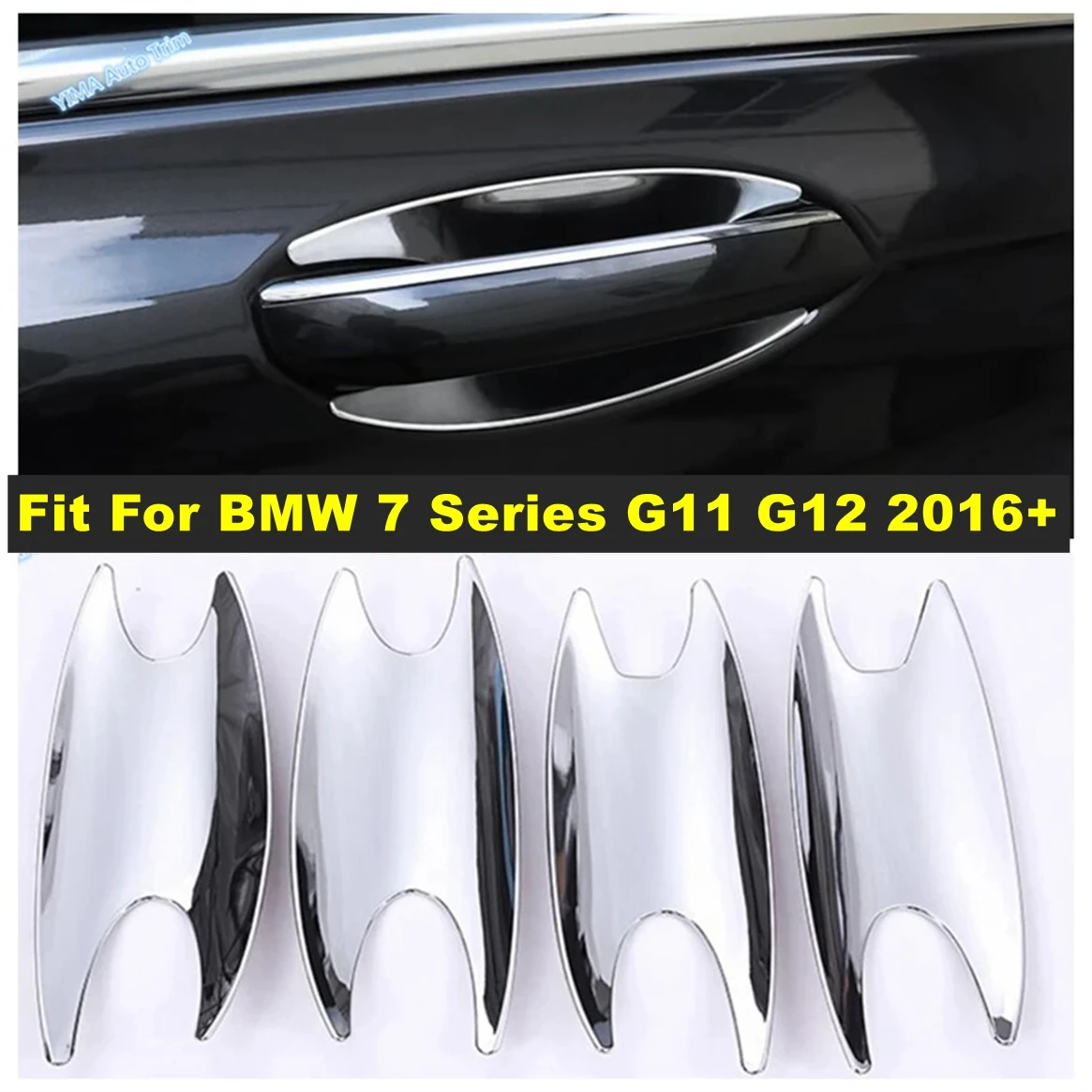 

Fit For BMW 7 Series G11 G12 2016 - 2020 Auto Side Door Doorknob Handle Bowl Cover Trim Chrome Exterior Refit Kit Accessories