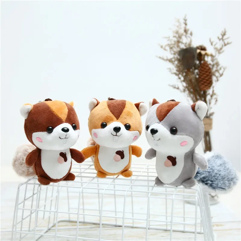 11cm Mini Cute Soft Plush Squirrel with Oversized Tail Pendant Toy Stuffed Squirrel Pendant Toy Ornament Decoration Keychain