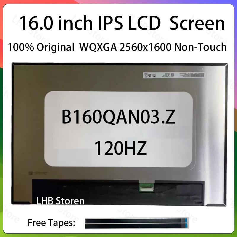 16 Inch Laptop LCD Screen B160QAN03.Z Display Panel Matrix Replacement WQXGA 2560x1600 IPS 100% sRGB eDP 40 Pins Non-Touch