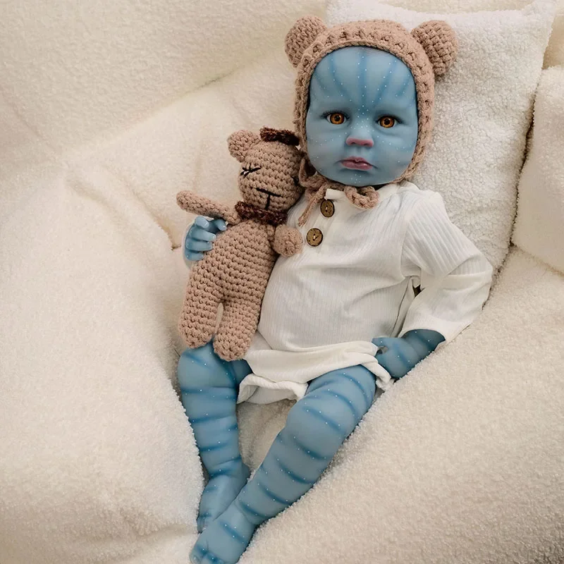19inch Silicone Baby Doll Loulou Awake Avatar Soft Vinyl Reborn Baby Doll Girls Handmade Art Dolls with Yellow Eyes Muñeca Bebe