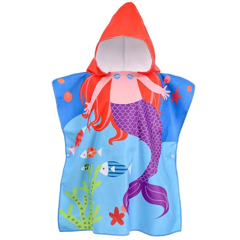 Princess Girl Beach Towel with Hood for 0-8 Years Boy Girl Children Hooded Towel Bath Robe for Kids Pajamas