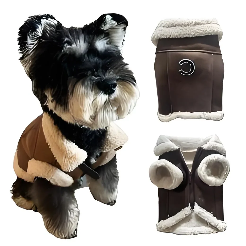 

Dog Clothes With Fleece Lining Soft and Warm Leather et Pet Winter Coat ic Letters Cold Weather Apparel for Small Medium Dogs