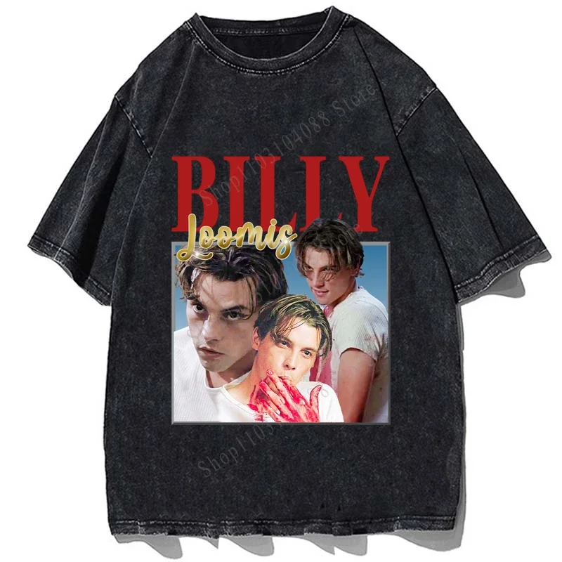 Billy Loomis Graphic Printed T Shirt Summer Casual Short Sleeves T-shirt Vintage Washed Men Cotton Loose Oversize Tees Tops