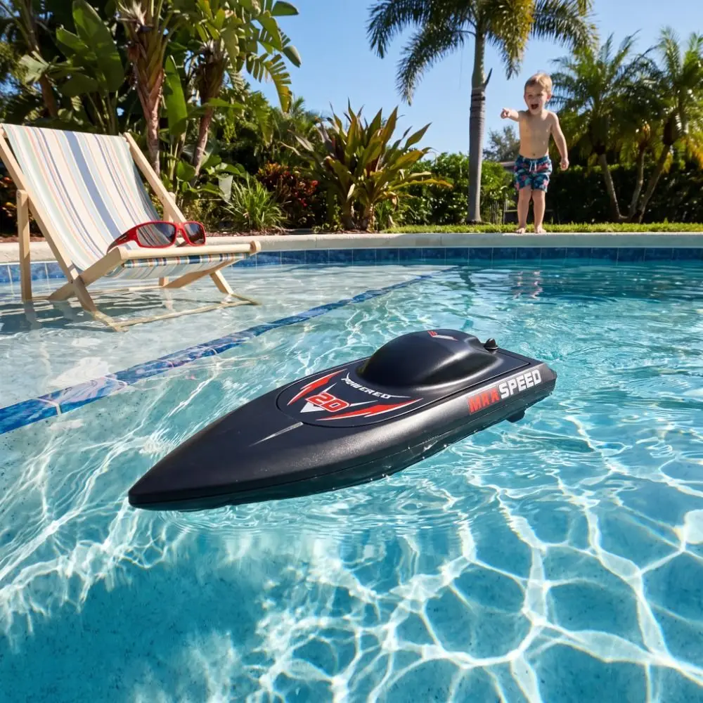 Gifts High Speed Remote Control Boat Toy Dual Motor Electric RC Boat Toy Simulation Can Get Off Racing Speedboat Toy Children