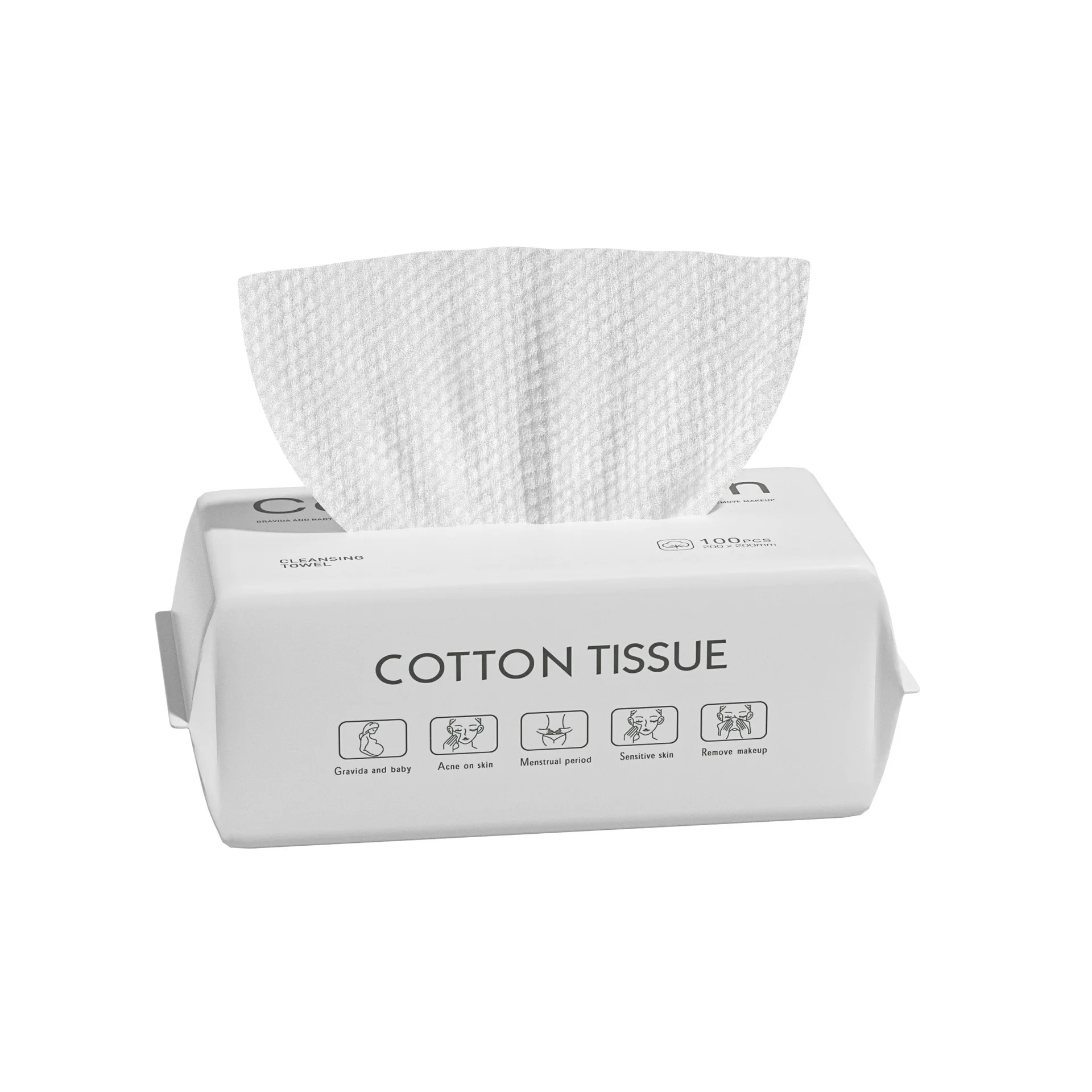 50pcs/Bag White Removable Face Towel Disposable Beauty Salon Make Up Towels Face Hand Wash Wipes 20*20cm Cotton Clean Tissue