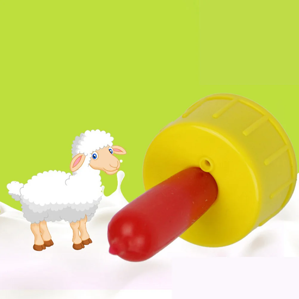 

10Pcs Sheep Milk Drink Bottles Silicone Teat Feed Orphaned Lamb Puppy Foal Calf Screw Bottle Durable Airflow Valve