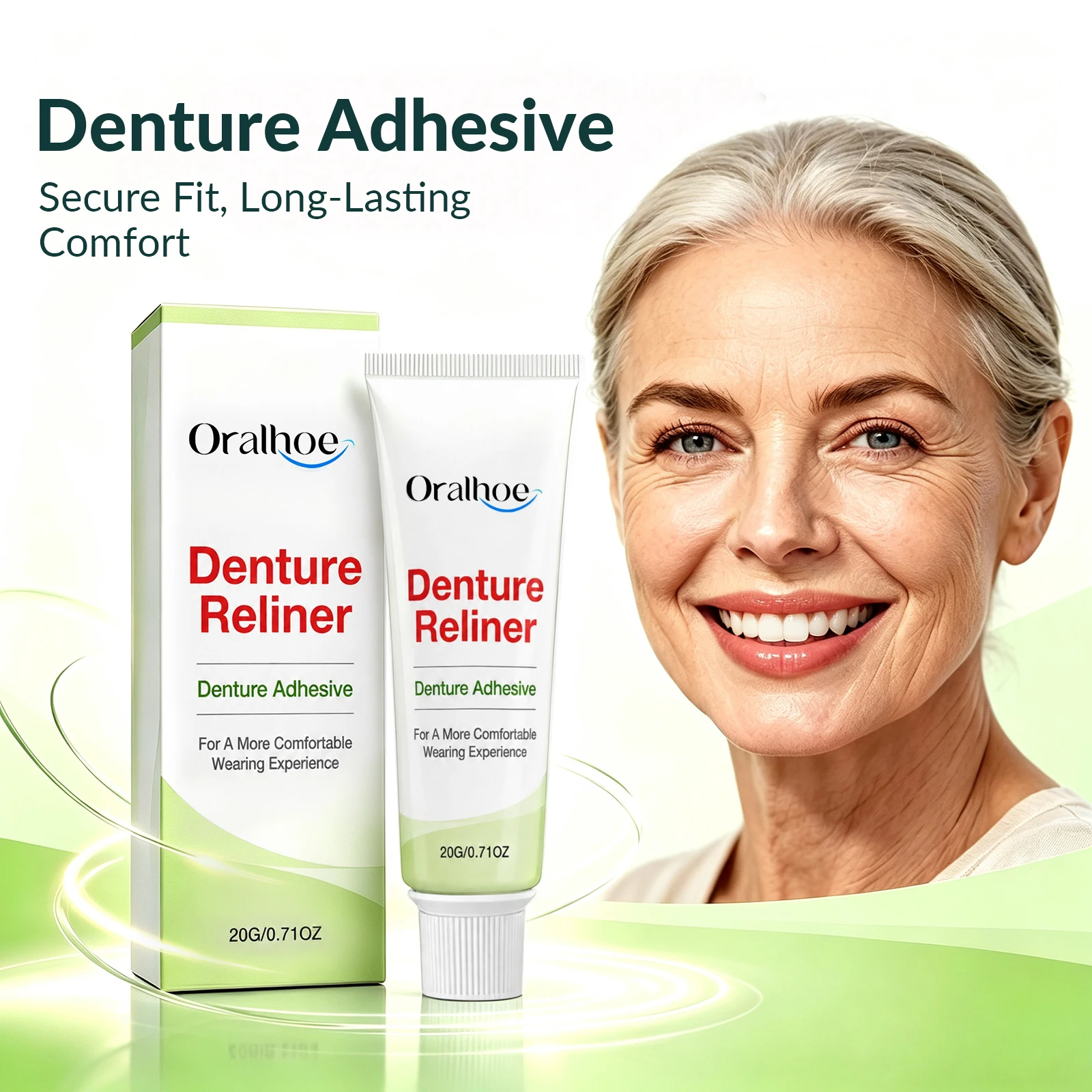 Denture Reliner Adhesive Hydroxyapatite Secure Fit Strong Hold Comfortable Wear Easy Apply Fresh Daily Denture Stable Fixing Car