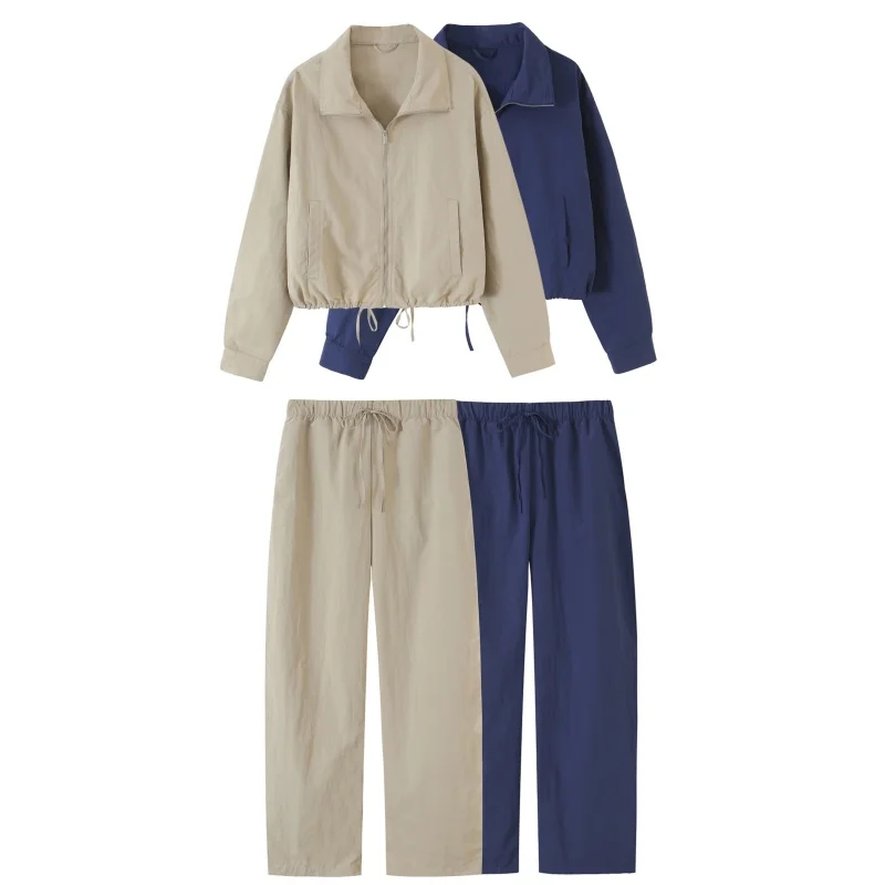 Guobioziy Women's Spring and Autumn Sports Set - Two Pieces Long Sleeve Jacket with Matching Elastic Waist Drawstring Pants