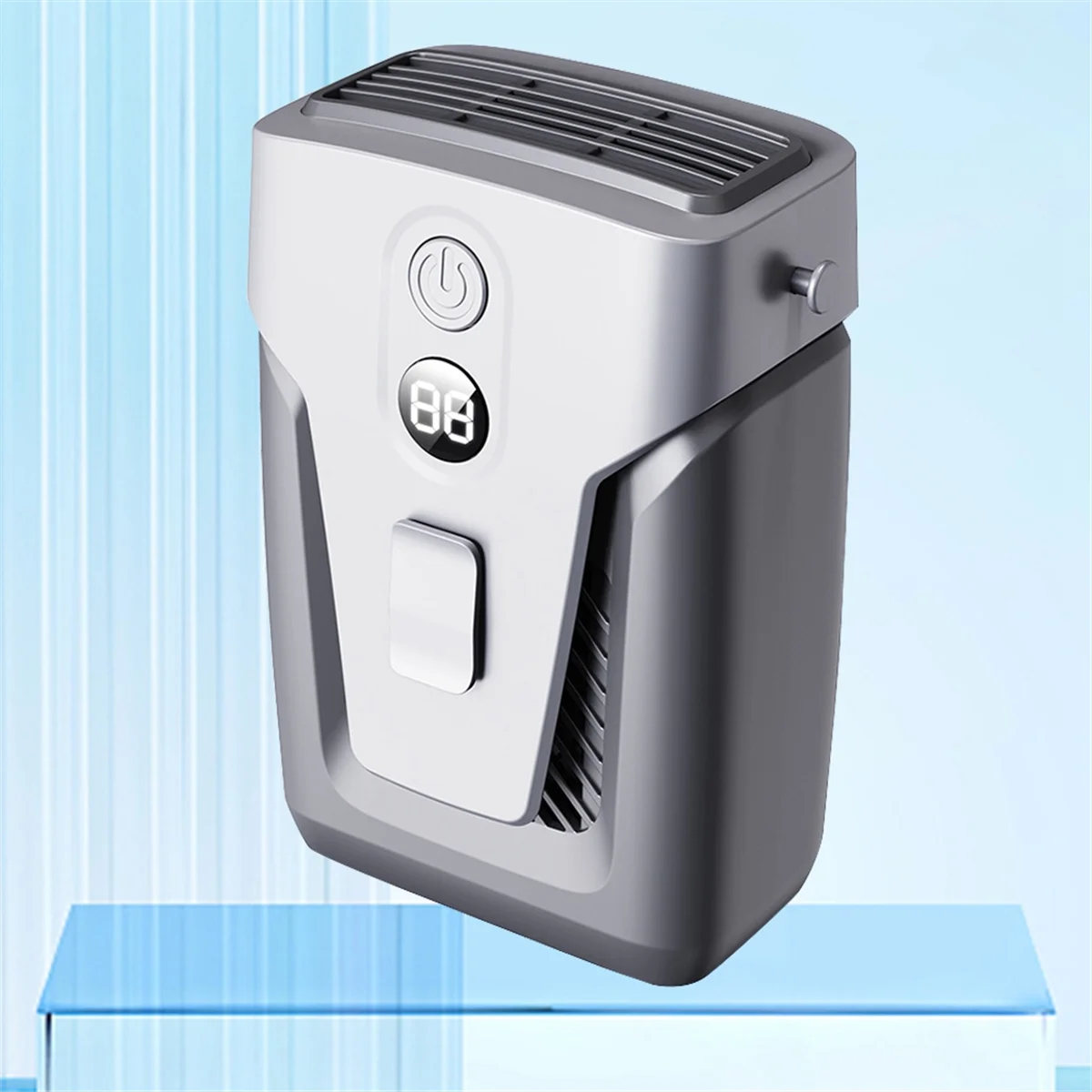 BFYLE USB مروحة محمولة بمشبك 3.7 فولت/1.2 أمبير مكيف هواء صغير خالي من الشفرة 12000 مللي أمبير في الساعة باور بانك 3 تروس كتم صوت الرياح رمادي