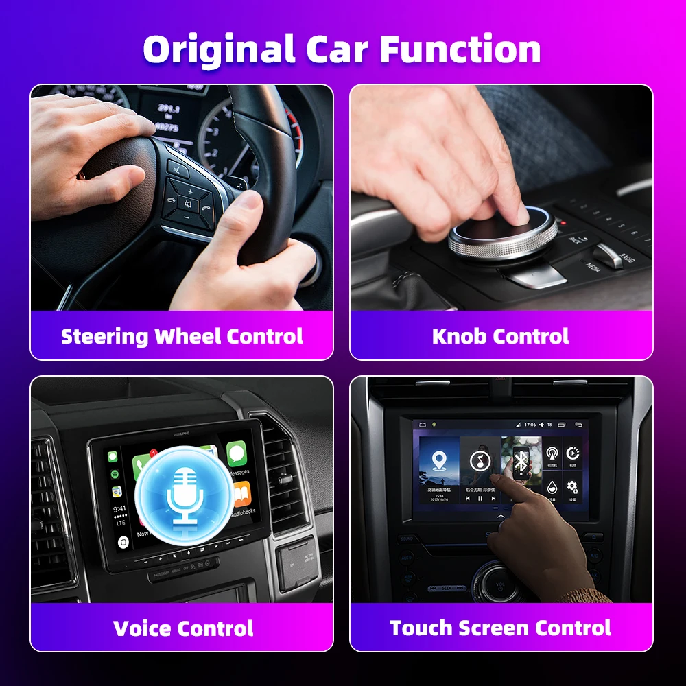 Wireless CarPlay Android Auto AI Box Adapter Cars BT WiFi 2 In 1 AI Box assistente vocale USB Plug & Play per Wired CarPlay Android