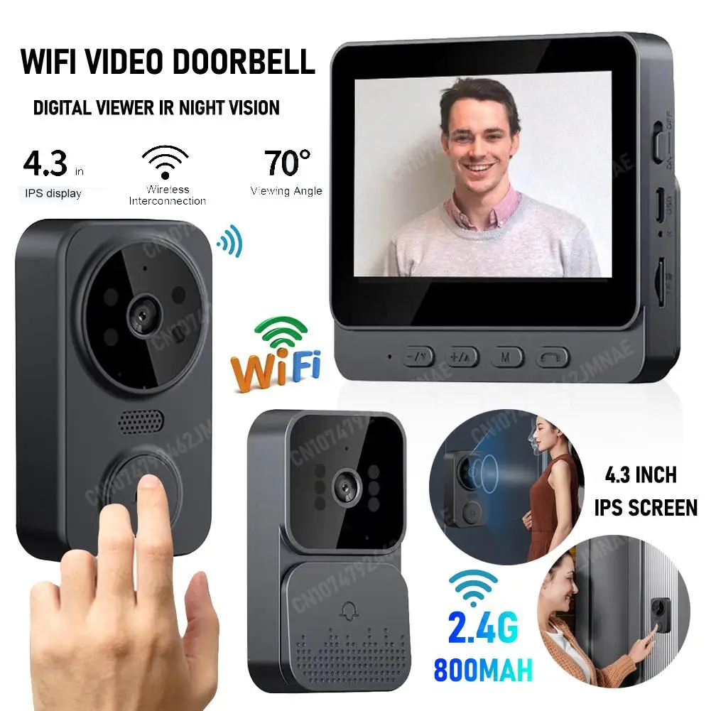 

Дверной звонок с Wi-Fi, 2,4 ГГц, 800 мА · ч