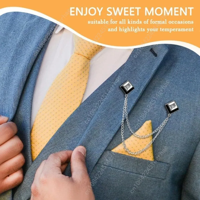 جوهرة بروش دبابيس سلسلة معلقة التلبيب دبوس للرجال الدعاوى قميص طوق بروش مربع كريستال بروش دبوس حجر الراين التلبيب دبابيس لي