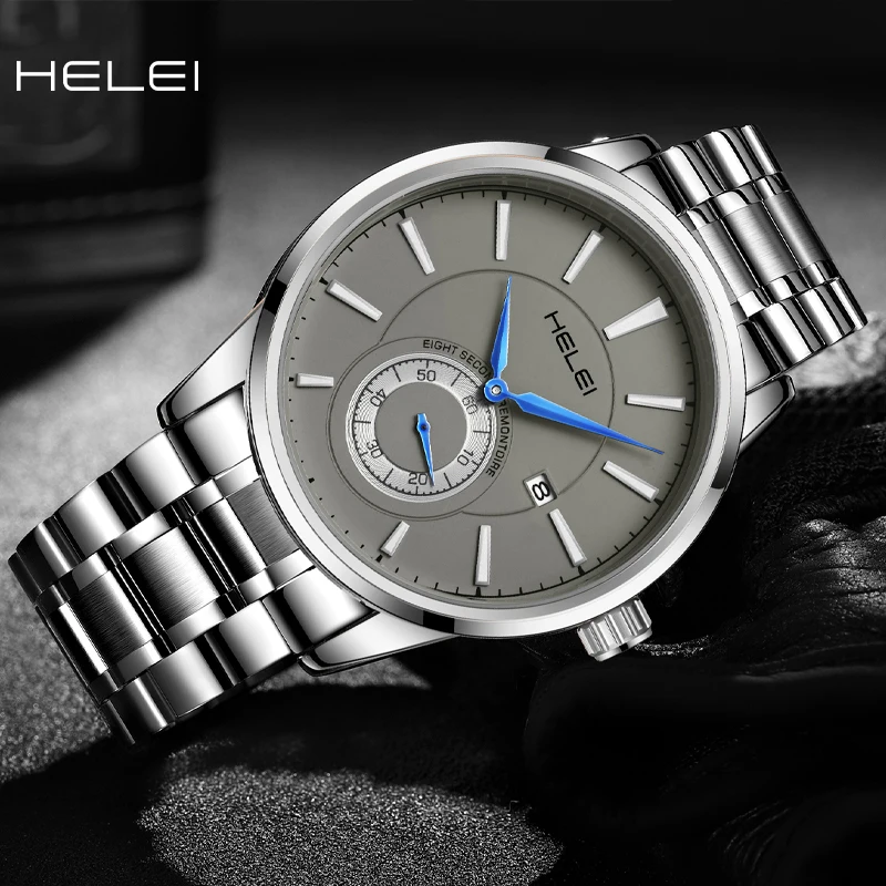 HELEI Fashion new sports casual quartz watch date luminous strap men's wristwatch