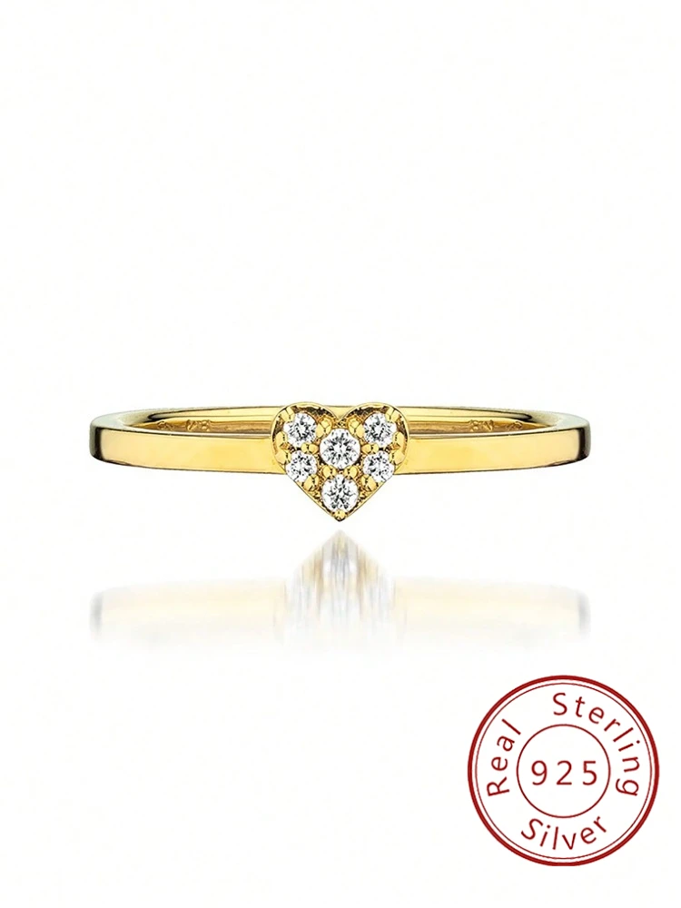 

925 Sterling Silver Advanced Smooth Love Shape Zircon Ring For Women Party Daily Clothing Decor Luxury High Quality Fine Jewelry