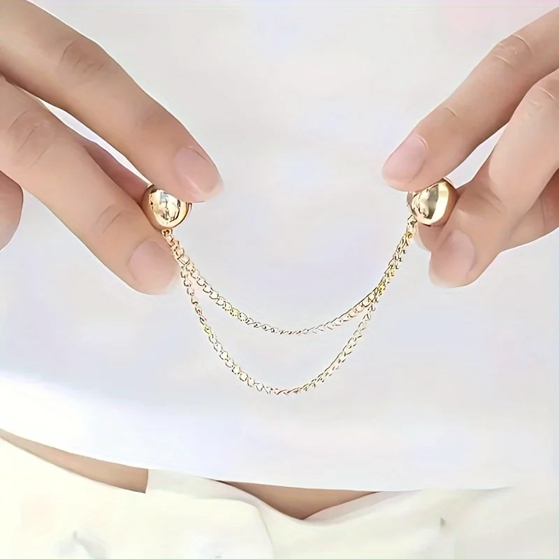 6 individuelle magnetische Kleidungsclips für Damen – verstellbares Kettendesign, kugelförmige Dekoration, geeignet für Hemden, Ärmel, Röcke – Detail 11