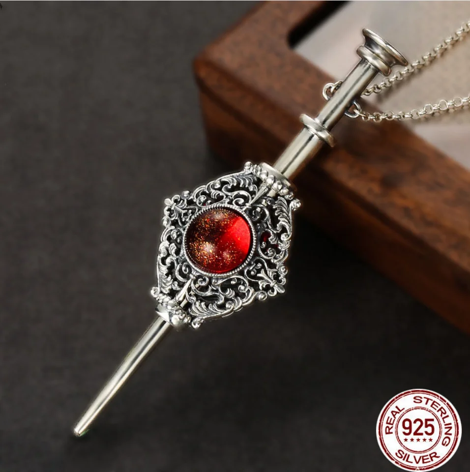 Replica Of Grindelwald's Blood Pact Stone HP Movie Necklace 925 Sterling Silver Necklace Pendant Detachable Jewelry Couple Gifts