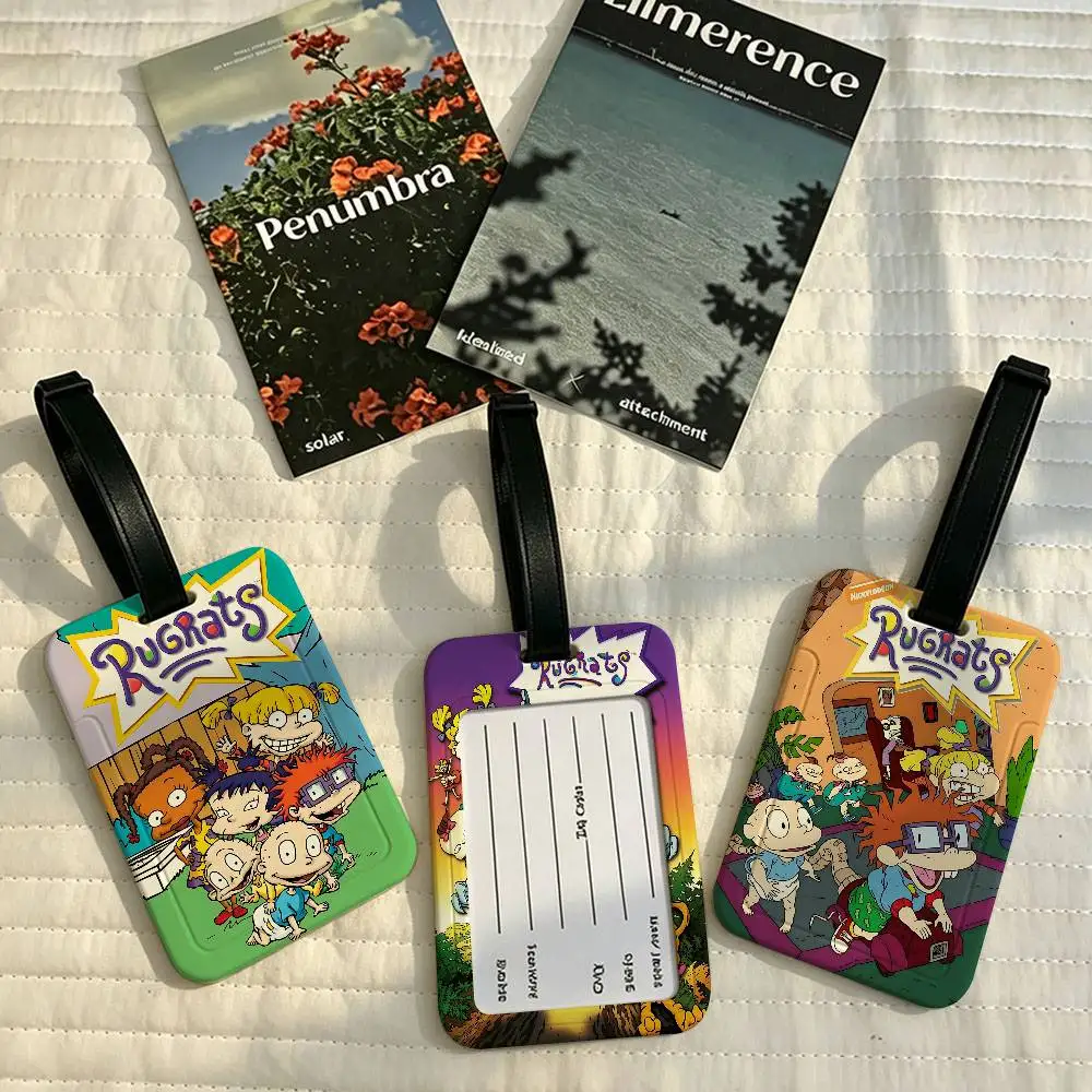Cartoon Funny R-Rugrats PVC Anti lost Luggage Identifier Tag Removable Information Card Holder Travel Baggage Tag