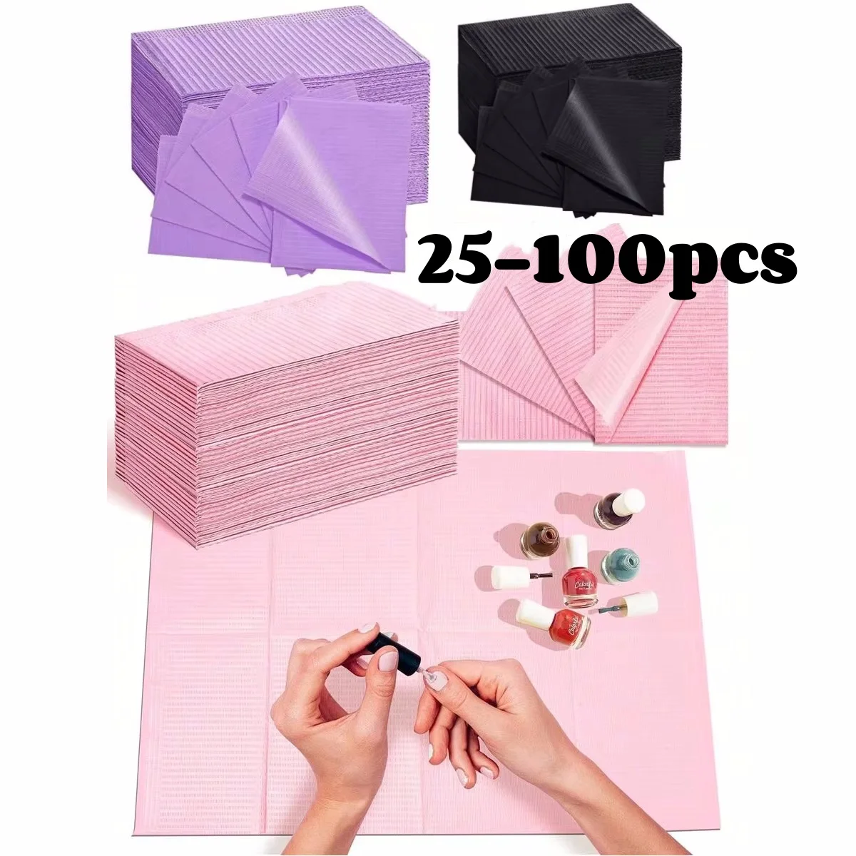 

25-100pcs Nail Art Table Mats Disposable Foldable Nail Pads 3 Layers Manicure Paper for Tattoo Shop Nail Salon Use 45*32cm2026