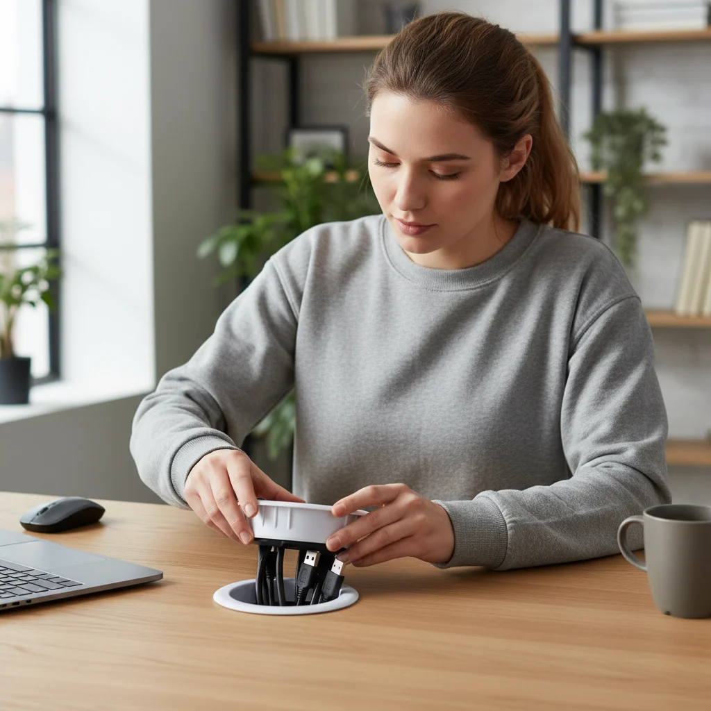 Tidy Cable Clamp Buckle Line Organizer Wire Hole Cover Desk Table Cable Fastener Computer Grommet Line Box