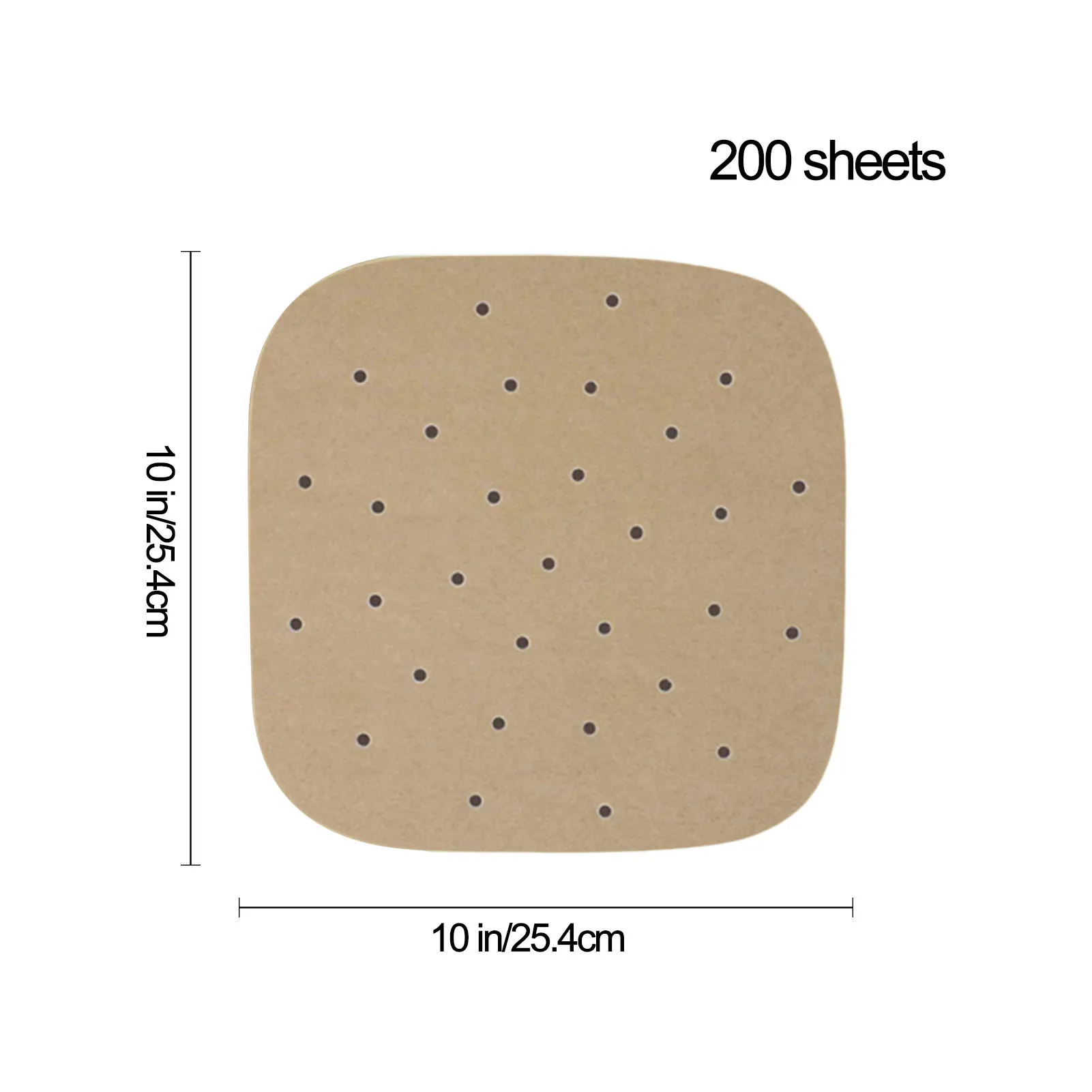 200pcs Air Fryer Liners Square Air Fryer Paper 10 Inch Disposable ​Baking Sheets Perforated Wood Pulp Papers Steamer Cooking M