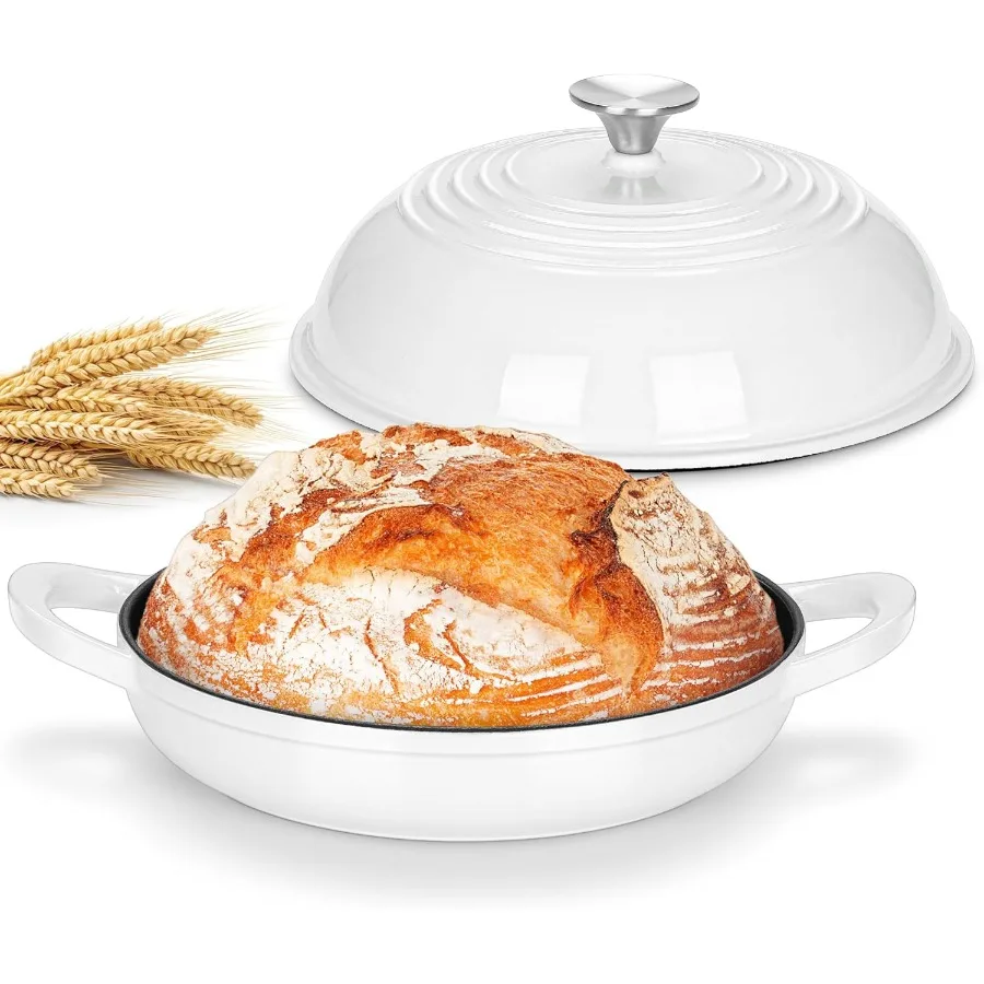 Голландская печь для хлеба для выпечки на тыкве 5,5 QT Эмалированная чугунная голландская печь с крышкой Форма для хлеба на тыкве с сверхмощными Dua