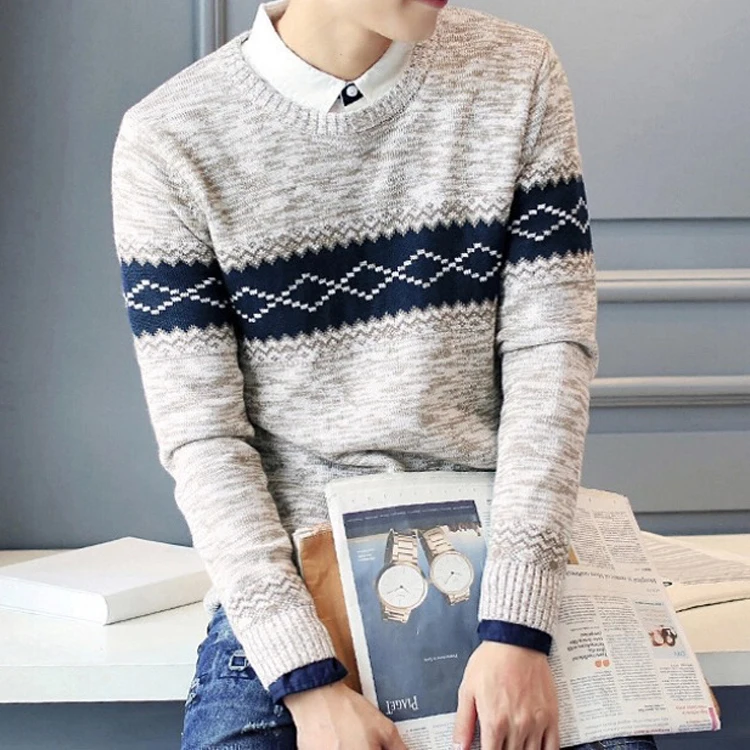 2023 Autumn/Winter Trendy Japanese-style Sweater for Men, Slim-fit and Handsome with Round Neckline,  Slim Fit Pullover Men