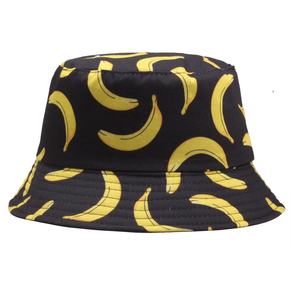 Panama Bucket Hat Men Women Summer Bucket Cap Banana Print Bob Hat Hip Hop Gorros Fishing Fisherman Hat Sun Cap