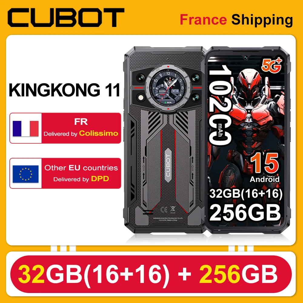 Cubot Kingkong 11 Wytrzymały smartfon 5G 10200mAh 16GB(8+8)GB+256GB/ 32GB(16+16)+256GB 108Mp+32Mp 6.72''Fhd+Ips Telefon komórkowy Nfc/Gps Android 15
