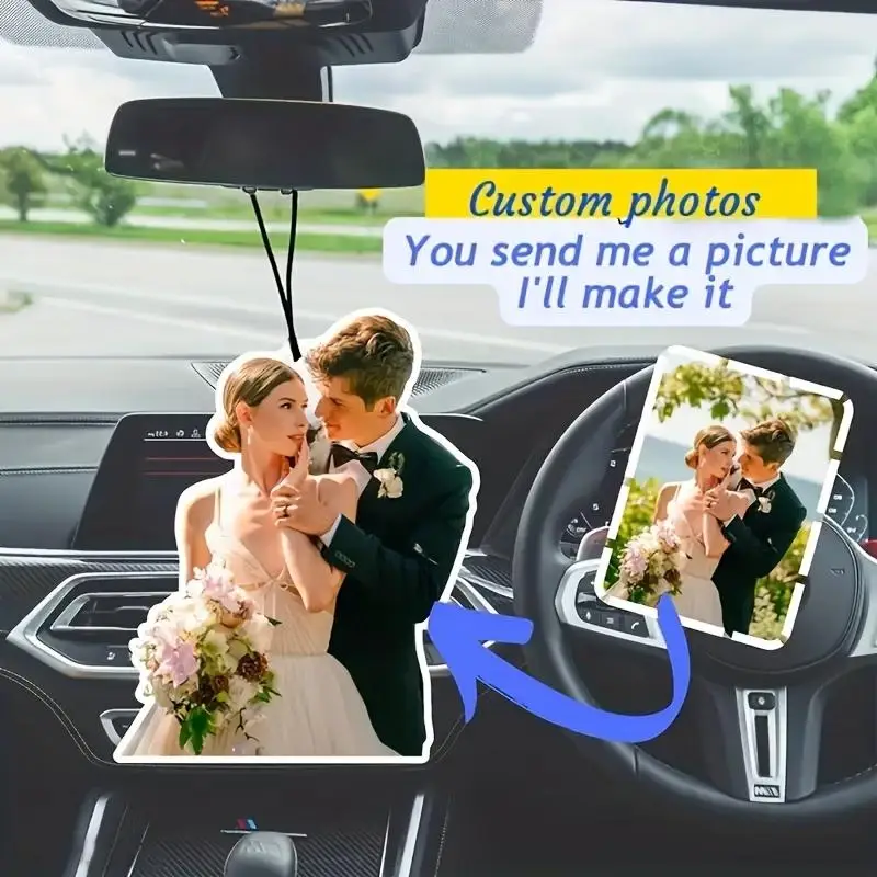 

Custom Acrylic Photo Pendant Car Hanging Keychain Accessories Family Couples Lovers Picture Photo Tag Personalized Lanyard Gift
