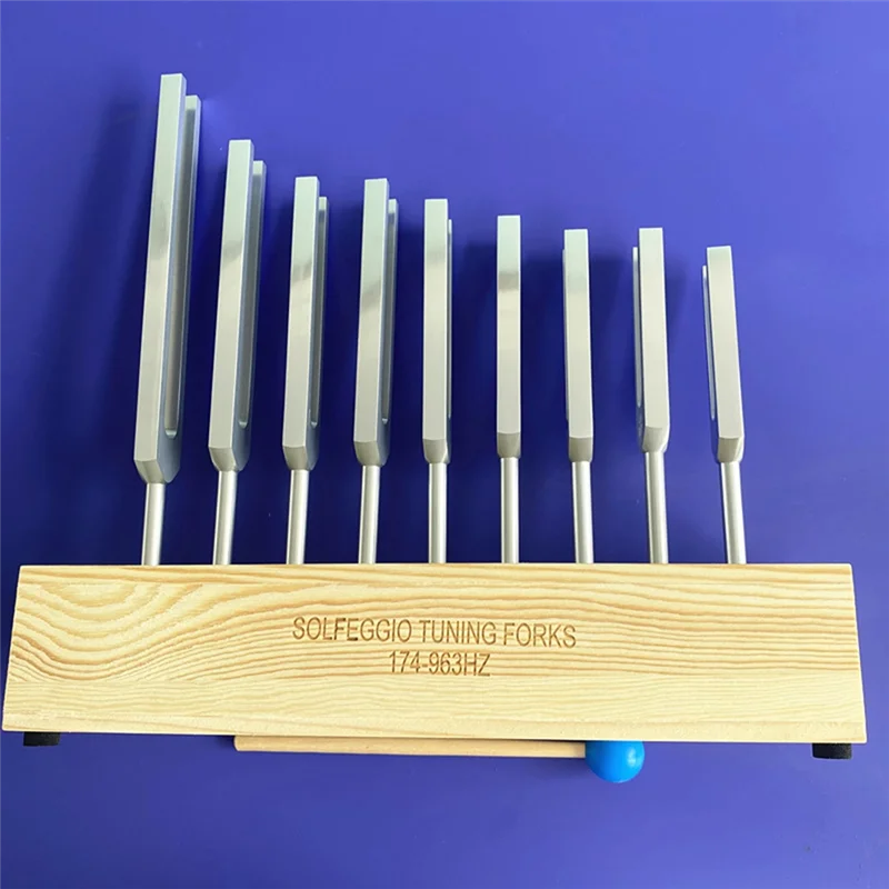 

GET! 9PCS Tuning Fork Set,Tuning Forks Chakra for Healing Meditation Yoga Relaxation Instrument with Wooden Stand
