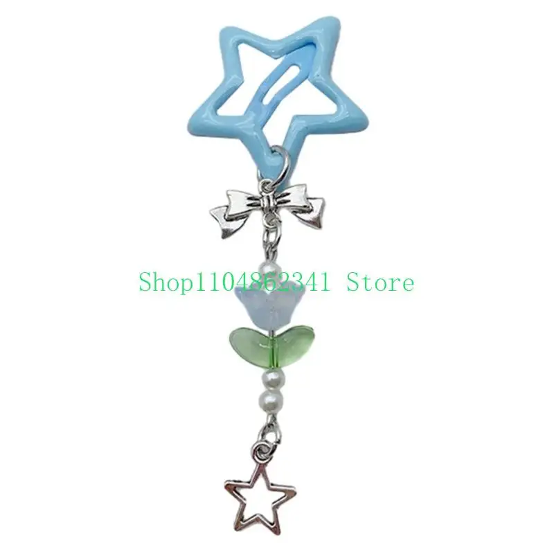 

652F Teens Girls Blue Hair Clip Metal Star Hairpin for Prom Party Wear