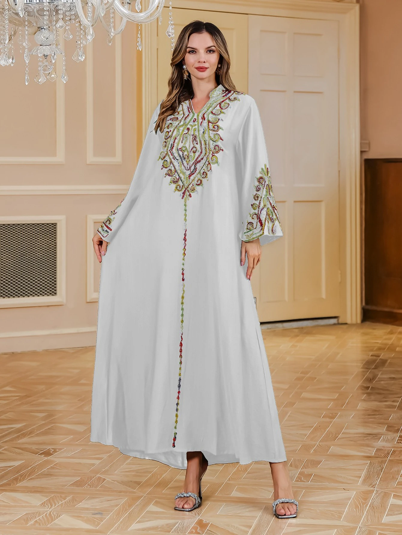 

Ид женское праздничное платье Абая с вышивкой Джалабия Марокко кафтан арабский мусульманский длинный халат Дубай ислам вечерние Vestidos Largos осень