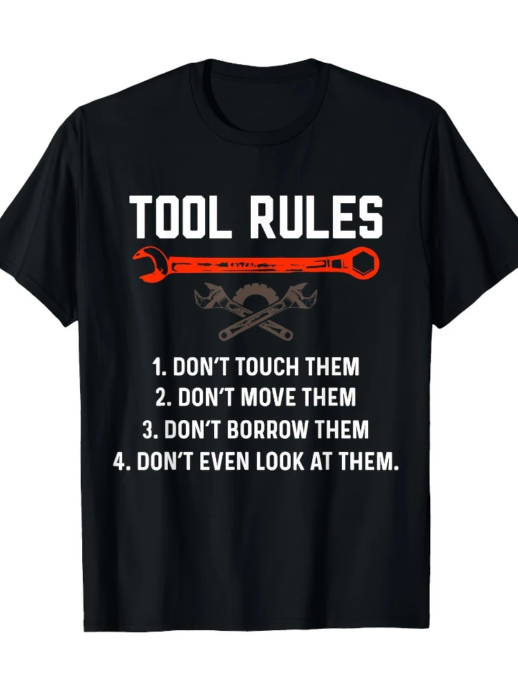 Funny Mechanic Tool Rules Auto Repair Car Mechanic Handyman design-100% cotton O-neck short sleeve printed men's T-shirt.