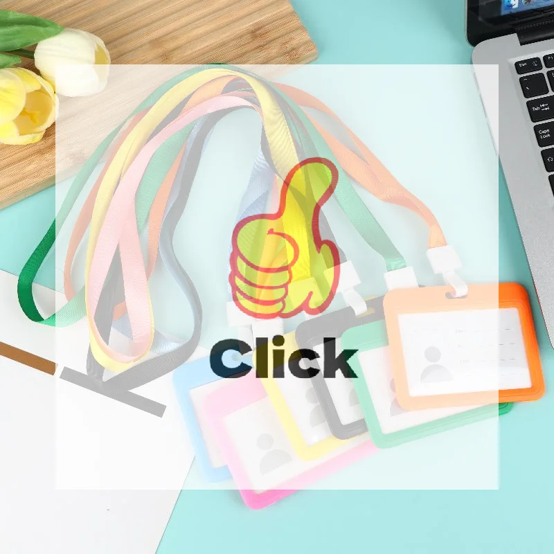 5/10 قطعة تصريح العمل معرض بطاقة الهوية كم شارة حامل مع الحبل الصدر تمرير غطاء بطاقة العمل حزام الرقبة #1